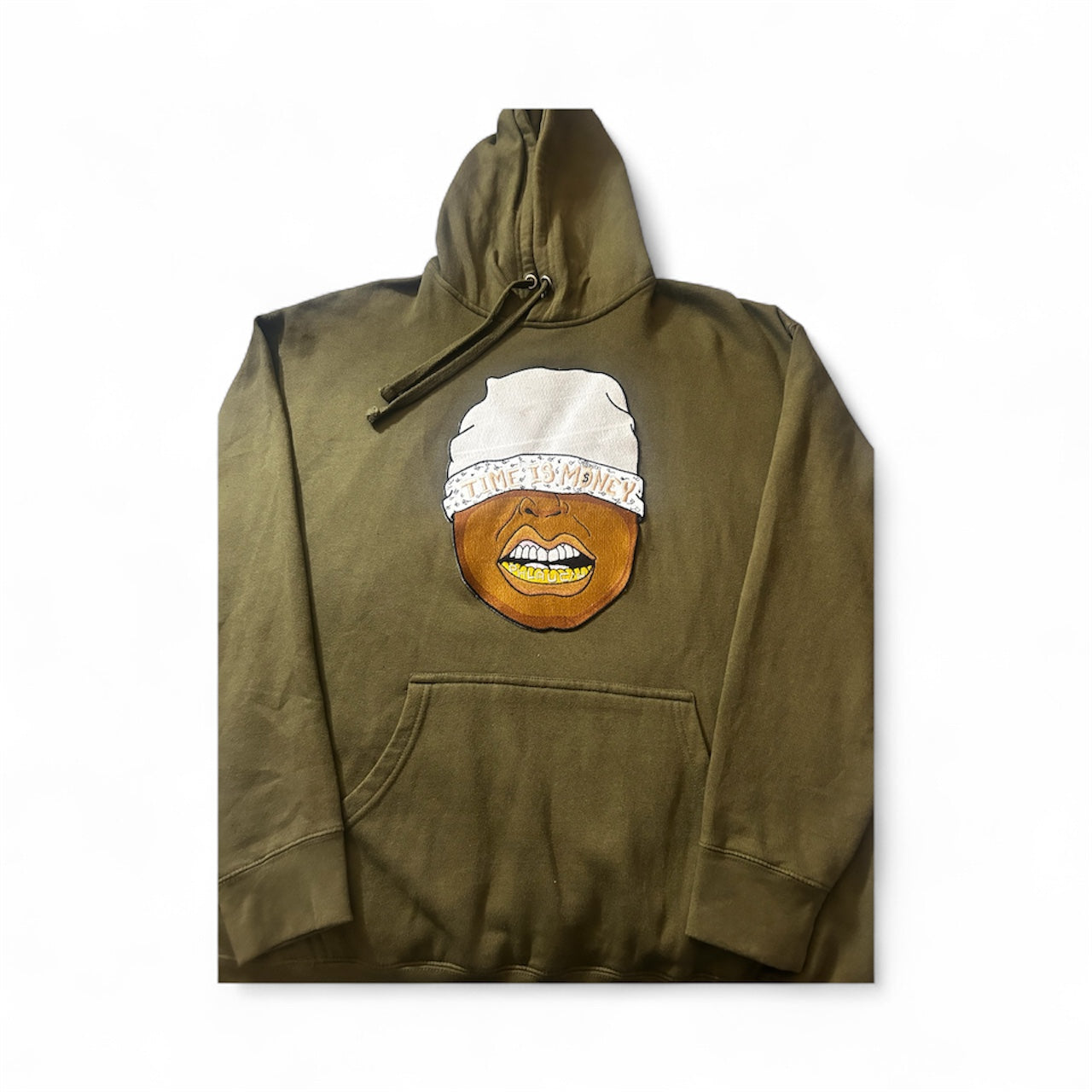 PHLAUCN APPAREL TIME IS MONEY OLIVE EMBROIDERED HOODIE