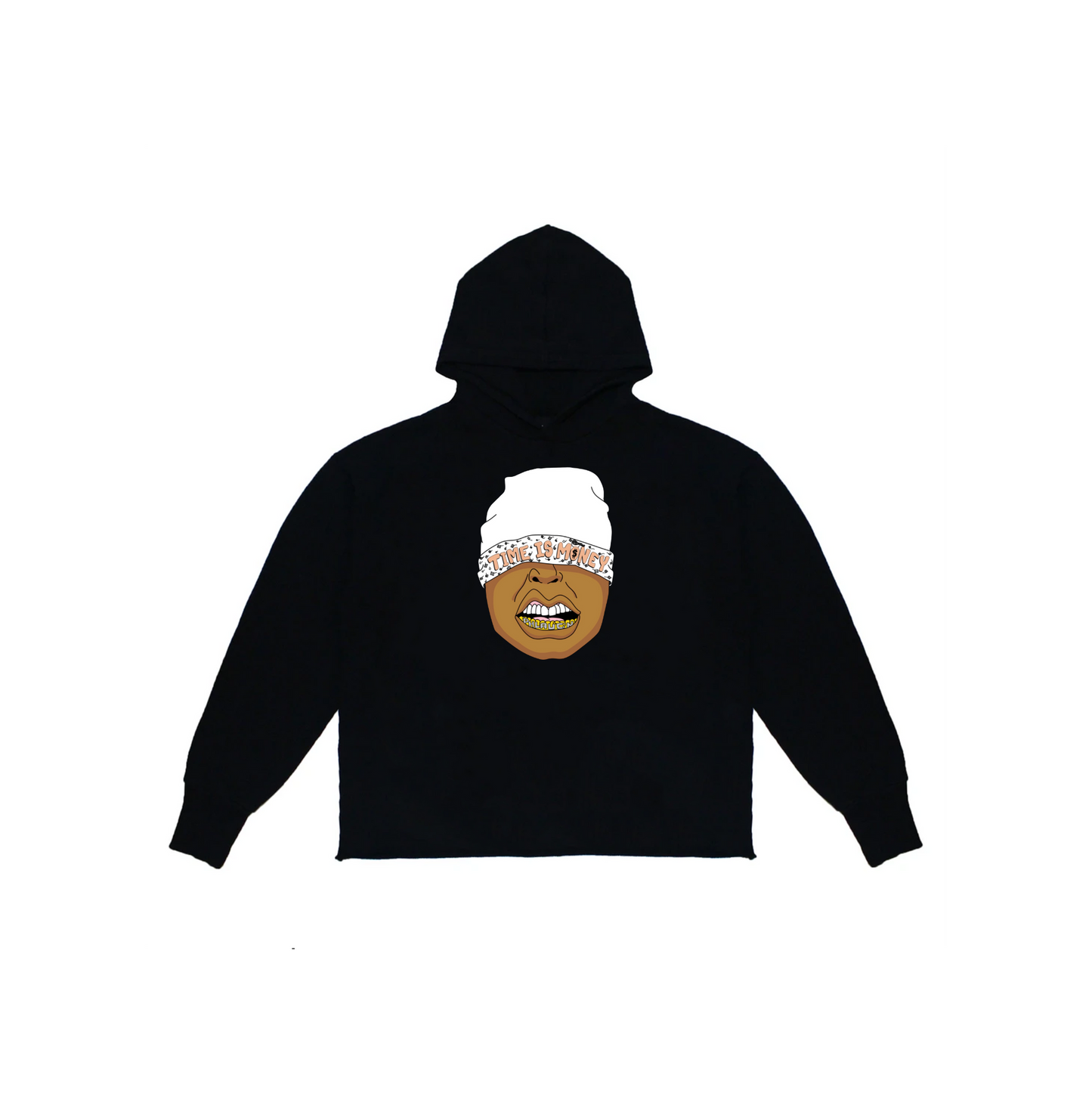 PHLAUCN BLACK TIME IS MONEY EMBROIDERED HOODIE