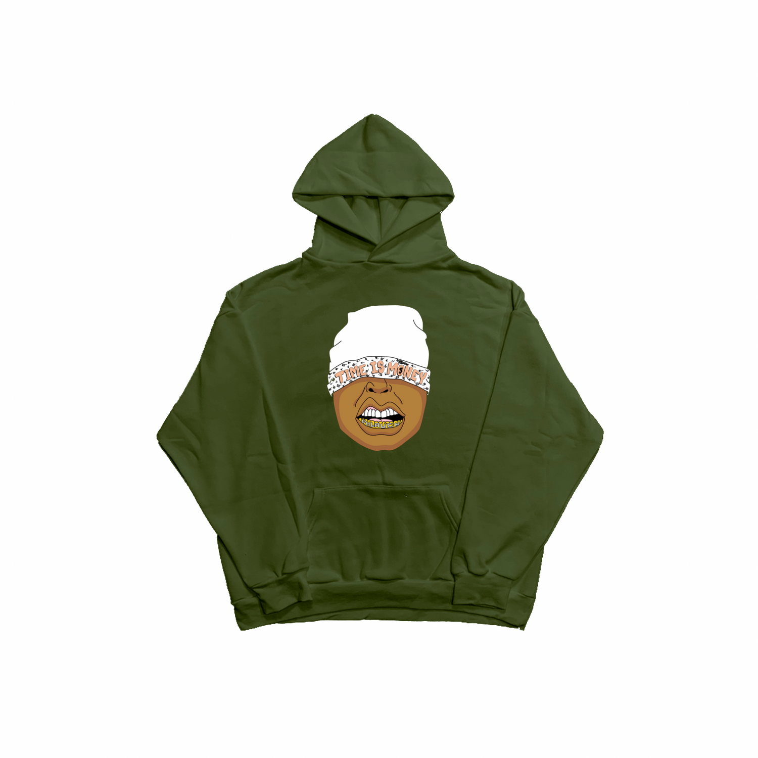 PHLAUCN APPAREL TIME IS MONEY OLIVE GREEN HOODIE