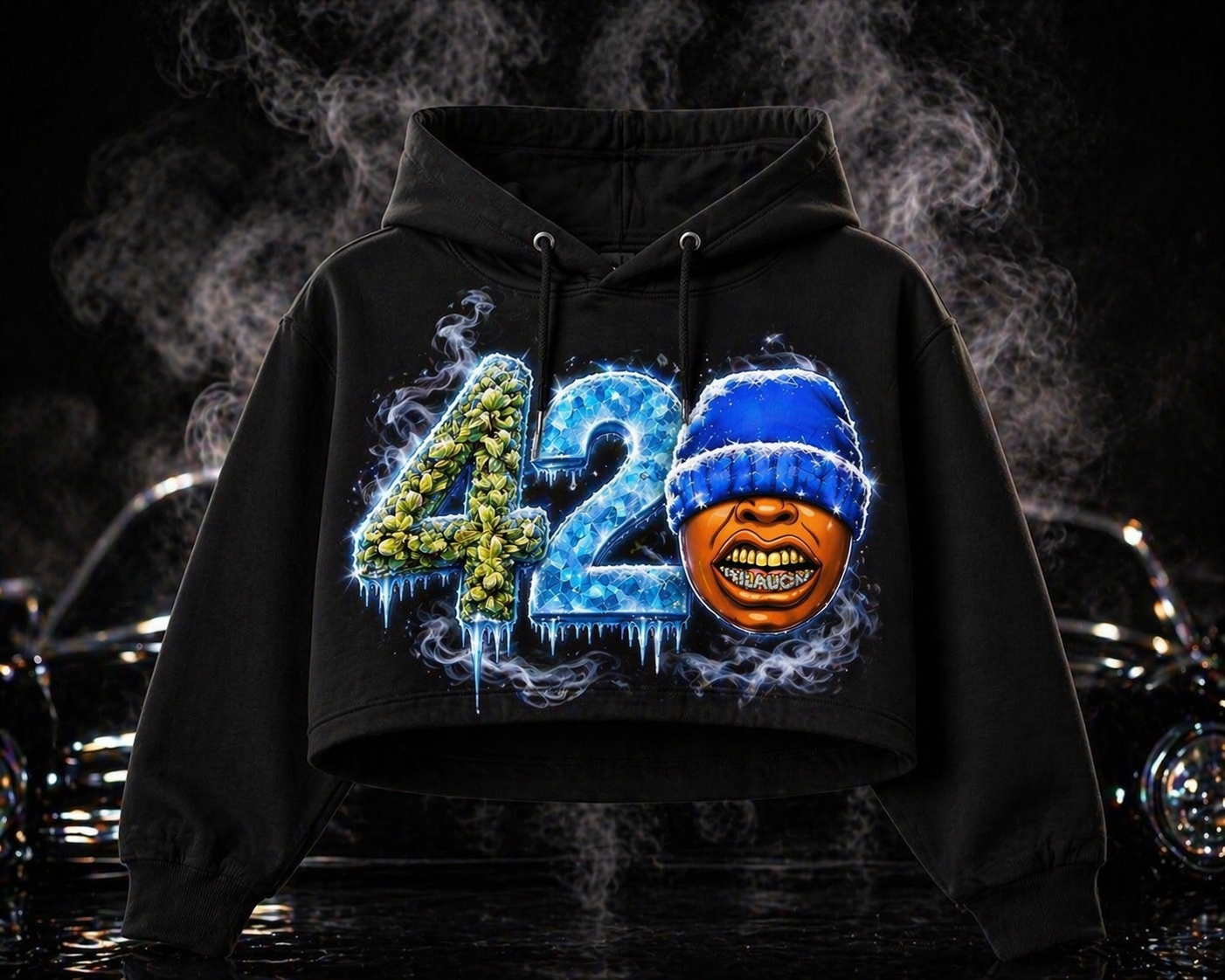420 PHLAUCN APPAREL Black Crop Top hoodie
